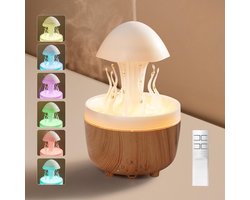 Rain Cloud Humidifier - 300 ml - 7 Kleuren - Timer 2/4/8 Uur - Automatische Afsluiting - Simulatie van Druppels en Zelfrotatie