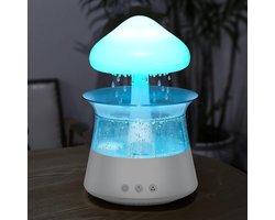 Rain Cloud luchtbevochtiger, regendruppels, geluidsbevochtiger, aromatherapie, etherische oliediffuser met 7 kleurlichten, nano-mist, helpt bij het slapen en ontspannen, voor thuis, kantoor, kamer，wit