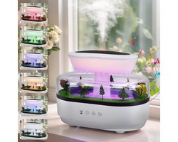 Rain Luchtbevochtiger, led-regendruppels, aromatherapie-machine, 250 ml, regenwolk, aromadiffuser voor microlandschappen, witte geluidsmachine voor slaapkamers en kinderkamers