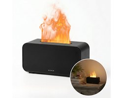 Relon Aroma Diffuser - Luchtbevochtiger met Vlam Effect - Aroma Diffuser voor Etherische Olie - Flame - 120ml - USB-C - Timer - 7 Kleuren LED - Zwart