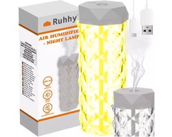 Ruhhy Luchtbevochtiger en Nachtlampje - 2-in-1 - Rozen-effect LED en 400 ml Capaciteit