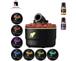 Serolux® - Luchtbevochtigers - Luchtbevochtiger babykamer - luchtbevochtiger slaapkamer - Elektrische luchtverfrisser - Vuur Aroma - Mistmaker - 360ML - incl.2x Olie - Zwart