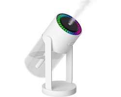 Sterrenhemel Projector en Luchtbevochtiger - USB Ultrasone Auto Bevochtiger met Atmosferische Nachtverlichting - Stille Aromatherapie Diffuser voor Slaapkamer Kantoor en Huiskamer - Draagbaar Ontwerp - Wit