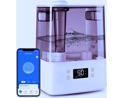 Ultrasone Luchtbevochtiger 6L Met WiFi - Alexa & App Bediening – Stil 28 dB - Auto- En Slaapmodus - 60 Uur Bevochtiging Voor Kinderkamer En Slaapkamer tot 47 m² - Grijs