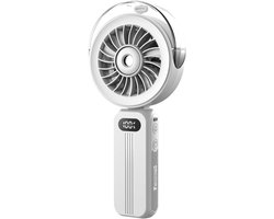 Ventilator - Mini Ventilator - Hand Ventilator - Draagbare Handventilator Met Vernevelingsfunctie - 4000mah Oplaadbare Batterij - Krachtige Ventilator Met 4 Instelbare Snelheden - Persoonlijke Verkoeling Voor Op Reis (Wit)