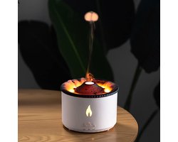 Vulkaan luchtbevochtigers - ultra stille vlamverspreider - 360 ml kwallen - vlam - aromatherapie luchtbevochtiger - waterloze - auto off - lucht nachtlampje - slaapkamer - kantoor - wit luchtbevochtiger