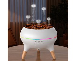 Witte 250ml Aromatherapie Diffuser – 8 LED Kleuren, Timer, Automatisch Uit, Luchtbevochtiger