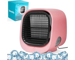 Bewello® - Mini Ventilator voor Bureau - USB Ventilator met Luchtkoeler - Kleine Tafelventilator Airco - Roze - Mobiele Water Aircooler - met LED moodlight - Fluisterstil