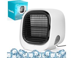 Bewello® - Mini Ventilator voor Bureau - USB Ventilator met Luchtkoeler - Kleine Tafelventilator Airco - Wit - Mobiele Water Aircooler - met LED moodlight - Fluisterstil