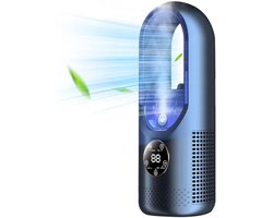 Bladloze Ventilator - Tafelventilator - Aircooler - Luchtkoeler - Tafel Ventilator - Energiezuinige Koeling - Stille Bladloze Ventilator - Aanraakbediening - USB - Draagbare Ventilator - Blauw