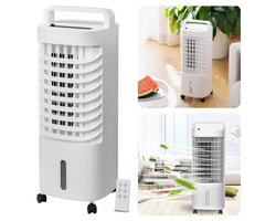 Cheqo® Mobiele Aircooler - Luchtkoeler - Koelen & Bevochtigen - 45W - 3L - 3 Windmodi - LED Display - Met Afstandsbediening - 22x22x60cm