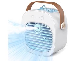 Draagbare airconditioner, 5200 mAh, oplaadbare persoonlijke luchtkoeler, 5-10 uur, stille bureaukoelventilator, mini-airconditionerventilator voor thuis, slaapkamer, reizen, kantoor, buiten, binnen