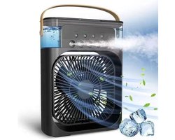 Draagbare Mini Airco Ventilator met Luchtkoeler, Luchtbevochtiger en LED Verlichting