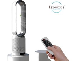 Eszenzics™ Ventilator Blade7 - Energiezuinig - 5W USB - Afstandsbediening - Timer - Luchtzuivering - 8 snelheden -58 cm - 90° Oscillatie - Veilig en duurzaam - Wit/grijs