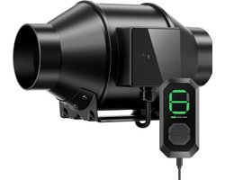 G4 Inline Kanaalventilator - 10 Cm - 195 CFM - PWM Gestuurde EC-Motor - E12 Snelheidsregelaar - Volledig Programmeerbaar - Voor Kweektent En Ventilatiesysteem