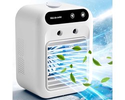 Kleine draagbare airconditioner, draagbare kamerairconditioner, 3-in-1 luchtkoeler, dubbele nevelstand en krachtige ventilatorsnelheid, mini-airconditioner, draagbare luchtkoeler geschikt voor kamer en woonkamer (wit)