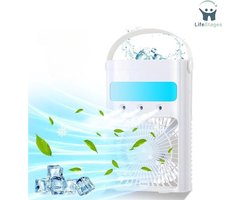 LifeStages - Aircooler - Mini Luchtkoeler - met 3 Snelheden - Waterkoelingsventilator met 7 LED-lampjes - Wit