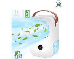 LifeStages - Draagbare Aircooler - Draagbare Airconditioner met Aromatherapie 4000mAh 4-in-1 - Mini Air Cooler Airconditioning Stil - Ventilator met Luchtbevochtiger Spray Functie 4 Standaarden - Luchtkoeler voor Kamer Kantoor Camping