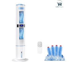 LifeStages - Mobiele Airconditioner Zonder Afvoer - Stille Luchtkoeler 360 Graden Oscillatie 24 Uur Timer 65W 3 Snelheden 4 Standen Met Afstandsbediening Voor Slaapkamer Kantoor Keuken