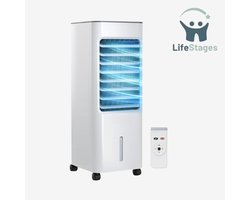 LifeStages - Mobiele luchtkoeler - Mobiele luchtkoeler met 4 bedrijfsmodi - 3 Snelheidsniveaus - Afstandsbediening