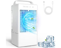 Linkforu - Draagbare Aircooler - Luchtkoeler Met Water En IJs - USB Oplaadbaar - 7 Kleuren Nachtlicht - Stil En Compact - Voor Thuis Kantoor Camper En Slaapkamer