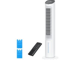 Luchtkoeler - Aircooler - Torenventilator - 40inch Ventilator - Verdampingskoeler - met Waterkoeling - Stil - 80° Draaifunctie - 3 modi - 4 Snelheden - Afstandsbediening - Wit