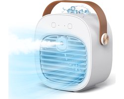 Mini airco-kleine airco-4000mAh oplaadbare persoonlijke luchtkoeler-Mini-airconditioner met 3 snelheden - mini aircooler met water-Stille desktopkoelventilator voor thuis, slaapkamer, reizen, kantoor, buiten en binnen