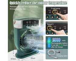 Mini Ventilator - Portabel Aircooler - Airco Zonder Slang - Draagbare Airkoeler - Airco Zonder Afvoerslang - Tafelventilator - USB