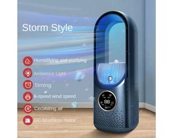 Mobiele Airco - Draagbare USB Luchtkoeler & Bladloze Ventilator - 6 Instelbare Sterktes - Stille Koelventilator & Luchtbevochtiger ( zwart )
