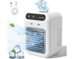 mobiele airco-Mobiele airco zonder afvoer-mobiele airco voor slaapkamer-mobiele airco met waterbak -25W Mini draagbare airconditioner - 2 koele luchtstralen - 2 snelheden persoonlijke koelventilator - voor slaapkamer, kantoor, buiten