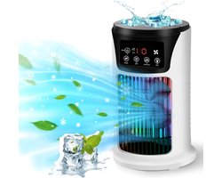 Mobiele airconditioner - draagbare 5-in-1 airconditioning - 300 ml luchtkoeler - 6 ventilatorsnelheidsmodi - 7 kleuren - mini-airconditioning - ideaal voor thuis en kantoor Luchtkoeler