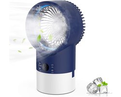 Mobiele Airconditioner Ventilator - Draagbare Mini Aircooler met Koeling & Bevochtiging Functie - 420ml Watertank - Blauw