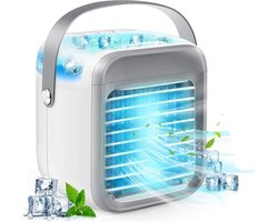 Mobiele airconditioning 3-in-1 mini-ventilator stil - 3 snelheden 7 kleuren nachtlampje - instelbare windrichting ventilator met sproeien Luchtkoeler