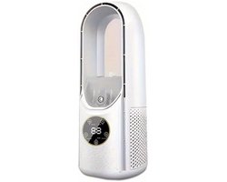 Mobiele Aircooler - Ventilator - Torenmodel - Bladloze Ventilator - Energiezuinige Luchtkoeler - bladloze tafelventilator met ledverlichting - Ventilator - Ingebouwde Luchtreiniger - Zonder Bladen - Wit