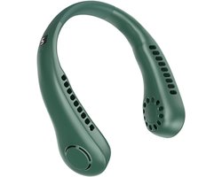 Nekventilator - Oplaadbaar - Unisex - Draagbaar - Handsfree Bladeless - Persoonlijke koelventilator met LED-display - 5 snelheden - Draagbare hangventilator - Voor reizen/wandelen/sporten/koken - Groen