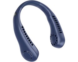 Nekventilator - Oplaadbaar - Unisex - Draagbaar - Handsfree en bladloos - Persoonlijke koelventilator met LED-display - 5 snelheden - Draagbare hangventilator - Voor reizen/wandelen/sporten/koken - Blauw