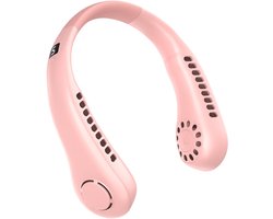Nekventilator - Oplaadbaar - Unisex - Draagbaar - Handsfree en bladloos - Persoonlijke koelventilator met LED-display - 5 snelheden - Draagbare hangventilator - Voor reizen/wandelen/sporten/koken - Roze