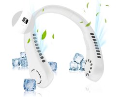Nekventilator - Oplaadbaar - Unisex - Draagbaar - Handsfree en bladloos - Persoonlijke koelventilator met LED-display - 5 snelheden - Draagbare hangventilator - Voor reizen/wandelen/sporten/koken - Wit