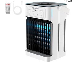 RFWR® Draagbare luchtkoeler met afstandsbediening, 1100 ml, dubbele motor, 3 snelheden en 7 kleuren nachtlamp voor slaapkamer en kantoor