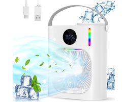 Stille draagbare mobiele airconditioner - 900 ml, 4-in-1 luchtkoeler met USB - 3 snelheden, 2 vernevelingsmodi voor slaapkamer/kantoor