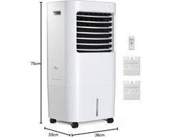 Thuys – Airconditioning Zonder Afvoerslang - Mini Airco – Ventilator Met Afstandsbediening en Timer – Aircooler Met 4 Liter Water Tank – 22 x 24 x 53,5 cm
