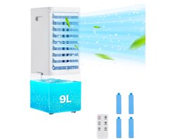 Verdampingskoeler - Mobiele Aircooler/Luchtkoeler 3-in-1 - 9 L Watertank - Luchtstroom 15574 L/min - 12-uurs Timer - Afstandsbediening - 3 Snelheden - 2 Koelelementen