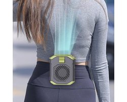 2025 Draagbare Tailleserie Ventilator - 5 Snelheden - 13000 RPM Turbo Mode - Met LED Zaklamp - Ideaal voor Outdoor Activiteiten (Groente)