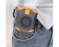 2025 Draagbare Tailleserie Ventilator - 5 Snelheden - 13000 RPM Turbo Mode - Met LED Zaklamp - Ideaal voor Outdoor Activiteiten (Oranje)