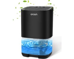arash® Luchtontvochtiger - Ontvochtigt 450ML Per Dag - Luchtreiniger & Dehumidifier - Fluisterstil - Perfect voor Slaapkamer, Woonkamer, Badkamer & Kelder - Coloured LED - Zwart