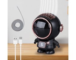 Astronaut - Draagbare hand- en nekventilator - Compacte elektrische ventilator - Ideaal voor buitenactiviteiten - Cadeau voor kinderen - Met vijf windsnelheden (zwart)