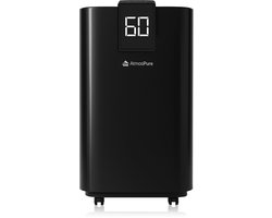 AtmosPure® Luchtontvochtiger AirDry Elite - 12L per Dag - Was-droog Functie - Luchtreiniger Perfect Voor Wasruimte, Badkamer, Woonkamer en Kelder - Zwart - Dehumidifier
