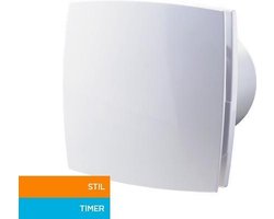 Badkamerventilator timer 125 mm wit Silent