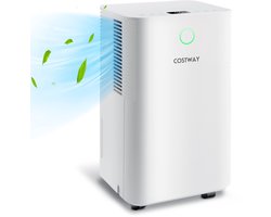 COSTWAY 12L/dag luchtontvochtiger, kamergrootte ca. 15 m², elektrische ontvochtiger met 3 modi & 2 snelheden, 2 l watertank, 24-uurs timer, slaapmodus ≤ 36 dB, automatisch ontdooien