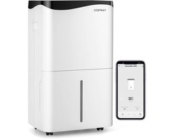 COSTWAY 50 l/dag bouwdroger, 4 modi, slimme luchtontvochtiger met 24-uurs timer & ventilator & slaapmodus, waterreservoir van 5 liter & afvoerslang, led-anzige, kamergrootte ca. 250 m³ (100 m²)